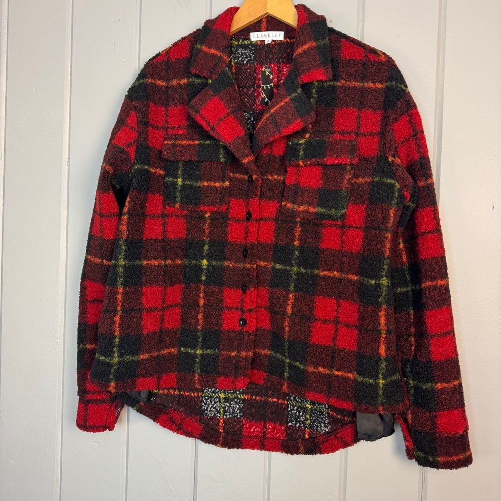 NWT Blakeley red plaid sherpa jacket‎ size Small